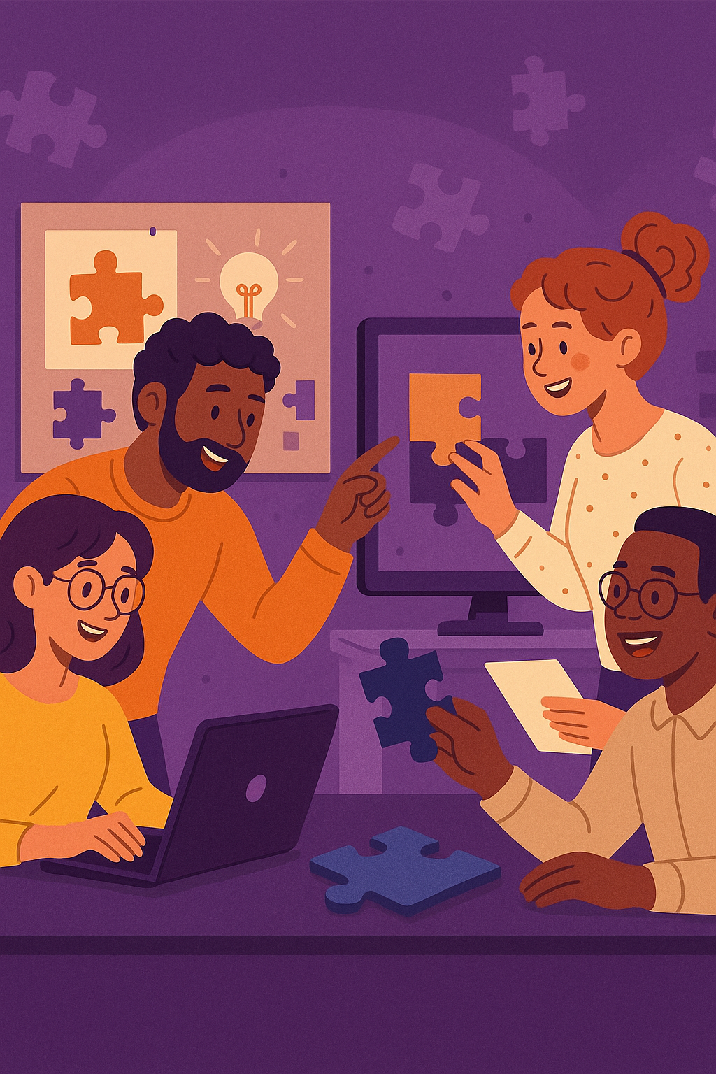 Diverse team working together